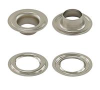 GETMORE Parts Ösen, DIN, 10 mm, Messing, silber, 50 Stück, Segelösen | mit Gegenscheiben, selbstschneidend, für Segeltuch, Planen, PVC/Vinyl, Banner u. v. m., Sechskant-Markisenöse, Metallösen