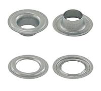 GETMORE Parts Ösen, DIN, 10 mm, Stahl, silber, 50 Stück mit Gegenscheiben | selbstschneidend, für Segeltuch, Planen, PVC/Vinyl, Banner u. v. m., Sechskant-Markisenöse, Zeltplanen-Ösen, Metallösen