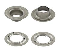GETMORE Parts Ösen, DIN, 16 mm, Edelstahl, silber, 50 Stück, Segelösen | mit Gegenscheiben, selbstschneidend, für Segeltuch, Planen, PVC/Vinyl, Banner u. v. m., Sechskant-Markisenöse, Metallösen