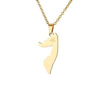 Getsona Somalia Karte Anhänger Halsketten - Republik Ethnische Hip Hop Karten Flagge Charm Anhänger Halskette Für Damen Herren Schlüsselbeinkette Pullover Dünne Kette Schmuck Party Geschenk,Gelb,50Cm