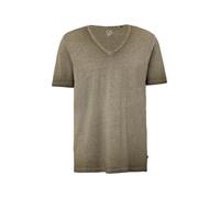 Gewaschenes T-Shirt mit Rollkante in Melange-Optik olivgrün L