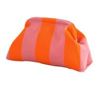 Gewebte Clutch-Geldbörse für Damen, Sommer, Urlaub, gehäkelte Abendhandtasche, gewebte gestreifte Knödeltasche für Ausflüge am Meer, Rosa/Orange, Refer to description