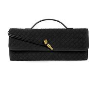 Gewebte Geldbörse für Damen, Abendtasche, Clutch, gewebtes Leder, Umhängetasche, formelle Abendtasche, Schwarzes gewebtes Wildleder