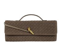 Gewebte Geldbörse für Damen, Abendtasche, Clutch, gewebtes Leder, Umhängetasche, formelle Abendtasche, Kaffeefarbenes gewebtes Wildleder