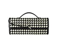 Gewebte Geldbörse für Damen, Abendtasche, Clutch, gewebtes Leder, Umhängetasche, formelle Abendtasche, Schwarz-weißes gewebtes Leder