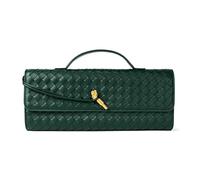 Gewebte Geldbörse für Damen, Abendtasche, Clutch, gewebtes Leder, Umhängetasche, formelle Abendtasche, Smaragdgrünes, gewebtes Leder, 1.7" x 12.2" x 5.1"