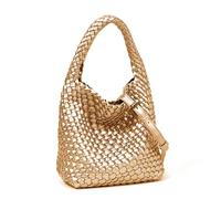 Gewebte Ledertaschen für Damen, geknotet, Handtasche, Designer-Schultertasche, Geldbörse, handgefertigt, modisch, Hobo-Tasche, klein, Gold B