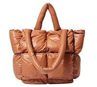 Gewebte Puffertasche für Damen, gepolsterte Designer-Umhängetaschen, Puffer-Tragetaschen, gewebte Geldbörse, Daunen-Schultertaschen für Frauen, 5. Braune Tragetasche