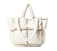 Gewebte Puffertasche für Damen, gepolsterte Designer-Umhängetaschen, Puffer-Tragetaschen, gewebte Geldbörse, Daunen-Schultertaschen für Frauen, 4. Weiße Tragetasche