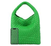 Gewebte Taschen für Damen, modisch, einfarbig, Mini-Geldbörse, Magnetverschluss, Hobo-Tasche, Clutch, Grasgrün