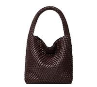 Gewebte Taschen für Damen, Umhängetasche, veganes Leder, mittelgroße Strand-Tragetasche, handgewebte Umhängetasche, Unterarm-Geldbörse, A4 Medium Coffee, Medium