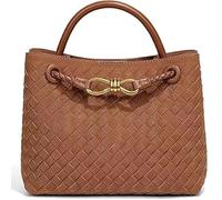 Gewebte Tragetasche aus Wildleder für Damen, Retro, Handtasche, Schleife, Schultertasche, Wildleder, Crossbody-Tasche, Tragegriff oben, Braun, free