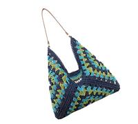 Gewebte Tragetasche, Stroh, böhmische Farben, großes Fassungsvermögen, für Damen, Urlaub, für Zuhause, Schreibtisch, Schule, Alltag, Büro, Dating, Outdoor, Reisen, Arbeit, Wandern, Einkaufen, Pendeln