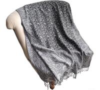 Gewebter Jacquard-Schal für Damen mit klassischem ethnischem Paisley-Muster für Sommer-Sonnenschutz und mühelose modische Schichtung (grau)
