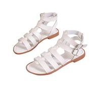 Gewebtes Sandalen Damen Sommer Elegant Flache Römersandalen Frauen Sandaletten mit Knöchelriemen Sandale mit Verstellbarem Riemen Sandalette Freizeit Flach Sommerschuhe Rutschfeste Strandschuhe