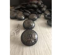 gewölbt leichte Metall Knöpfe mit Öse schwarz grau Wappen gold 18mm, 22mm oder 28mm (5 Stück) (28mm)