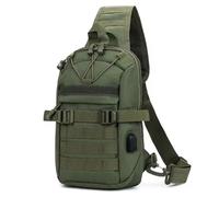 Gexgune Taktische Schulterschlinge Angeln Camping Wandern Taschen USB Lade Brust Tasche Reise Duffle Outdoor Fanny Pack Klettern (Green)