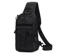 Gexgune Taktische Schulterschlinge Angeln Camping Wandern Taschen USB Lade Brust Tasche Reise Duffle Outdoor Fanny Pack Klettern (Black)