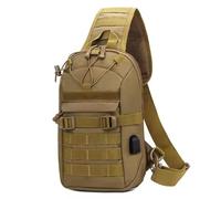 Gexgune Taktische Schulterschlinge Angeln Camping Wandern Taschen USB Lade Brust Tasche Reise Duffle Outdoor Fanny Pack Klettern (Khaki)