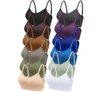 Geyoga 4 Stück Hals-Bralettes drahtloser Cami-BH, Tank-Top, Sport-BH für Frauen und Mädchen, Mehrfarbig, Large