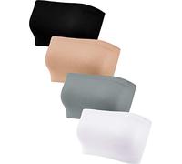 Geyoga 4 Stück Trägerlos Ungepolstert Bandeau Tube Top BH (Elegante Farben, S)