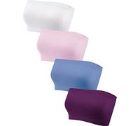 Geyoga 4 Stück Trägerlos Ungepolstert Bandeau Tube Top BH (Frische Farben, S)