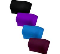Geyoga 4 Stück Trägerlos Ungepolstert Bandeau Tube Top BH (Stilvolle Farben, XXL)