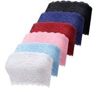 Geyoga 6 Stück Bralette-Bandeau-BH mit floraler Spitze für Damen und Mädchen, nahtlos, trägerlos, dehnbar, Schlauch-Top, hell, X-Large