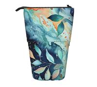 GFLFMXZW Federmäppchen mit Aquarell-Muster, Stehendes Federmäppchen, Teleskop-Federhalter, Pop-Up-Bleistifttasche, tragbare Make-up-Tasche mit Reißverschluss, Schwarz , Einheitsgröße