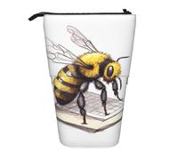 GFLFMXZW Federmäppchen mit Bienendruck, Teleskop-Federmäppchen, Pop-Up-Bleistifttasche, tragbare Make-up-Tasche mit Reißverschluss, Schwarz , Einheitsgröße