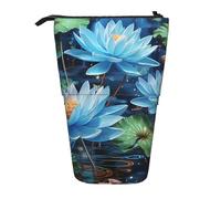 GFLFMXZW Federmäppchen mit Libellen- und Lotusaufdruck, Teleskop-Federmäppchen, Pop-Up-Bleistifttasche, tragbare Make-up-Tasche mit Reißverschluss, Schwarz , Einheitsgröße