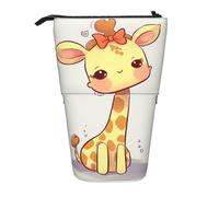 GFLFMXZW Federmäppchen mit niedlicher Schleife, Giraffen-Druck, Steh-Federmäppchen, Teleskop-Federhalter, Pop-Up-Bleistifttasche, tragbare Make-up-Tasche mit Reißverschluss, Schwarz , Einheitsgröße