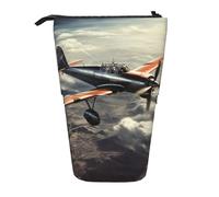 GFLFMXZW Federmäppchen mit Retro-Flugzeug-Druck, Stand-Federmäppchen, Teleskop-Federhalter, Pop-Up-Bleistifttasche, tragbare Make-up-Tasche mit Reißverschluss, Schwarz , Einheitsgröße