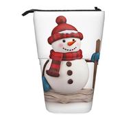 GFLFMXZW Federmäppchen mit Schneemann-Motiv, Stehendes Federmäppchen, Teleskop-Federhalter, Pop-Up-Bleistifttasche, tragbare Make-up-Tasche mit Reißverschluss, Schwarz , Einheitsgröße