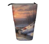 GFLFMXZW Federmäppchen mit Sonnenuntergang-Druck, Teleskop-Federmäppchen, Pop-Up-Bleistifttasche, tragbare Make-up-Tasche mit Reißverschluss, Schwarz , Einheitsgröße