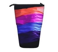 GFLFMXZW Federmäppchen mit Stolz-Flagge, lebendiger Farbdruck, Stehendes Federmäppchen, Teleskop-Federhalter, Pop-Up-Bleistifttasche, tragbare Make-up-Tasche mit Reißverschluss, Schwarz ,