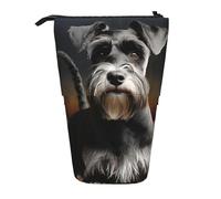 GFLFMXZW Federmäppchen mit Tierschnauzer-Motiv, stehend, Teleskop-Federhalter, Pop-Up-Bleistifttasche, tragbare Make-up-Tasche mit Reißverschluss, Schwarz , Einheitsgröße