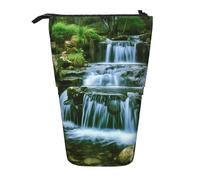GFLFMXZW Federmäppchen mit Wasserfall-Druck, stehend, Teleskop-Federhalter, Pop-Up-Bleistifttasche, tragbare Make-up-Tasche mit Reißverschluss, Schwarz , Einheitsgröße