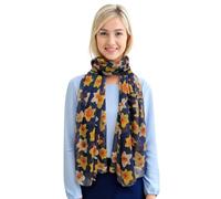 GFM® Damen-Schal mit Blättern, abstraktem Druck, Frühling, Sommer und alle Jahreszeiten (FP), Narzissen-Blau, 42