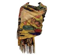 GFM® Schal aus Wollmischung, Kaschmir-Textur, Malerei, Kunstdruck, Schal, Schal für Herbst und Winter - Klimt Lady with Fan - (PWSHL-FS-5130-A)