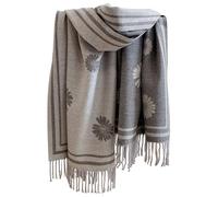 GFM®-Schal mit Blumenmotiv, sehr weich, Kaschmirgefühl - Herbst Winter Tushl-hlbh-grau