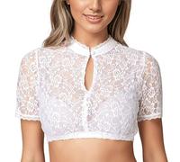 GFPGNDFHG Dirndlbluse mit Spitze Spitzenbluse Damen elegant Dirndl rosa Trachtenbluse lang blau Oktoberfest Bluse