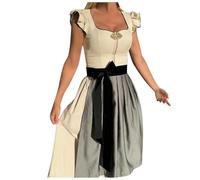 GFPGNDFHG Trachtenkleid Dirndl Damen Schwarz Rot Fransen Weste Schürze Lang 90 cm Dirndlbluse Blau Hochgeschlossen Gelb