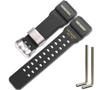 GG-1000 Resin Replacement Strap Compatible with Casio Master of G MUDMASTER GG-1000-1A3JF Mens GG-1000-1A5CR GG-1000-1A3J GWG-100-1A8JF Wristband Bracelet (Black Silverbuckle)