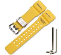 GG-1000 Resin Replacement Strap Compatible with Casio Master of G MUDMASTER GG-1000-1A3JF Mens GG-1000-1A5CR GG-1000-1A3J GWG-100-1A8JF Wristband Bracelet (Yellow Silverbuckle)