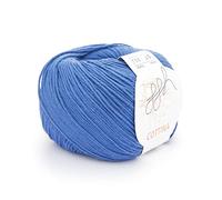 ggh Cottina - 100% Baumwolle - Lauflänge 140m auf 50g - Wolle zum Stricken oder Häkeln Farbe 007 - Kornblumenblau