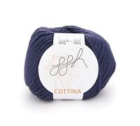 ggh Cottina - 100% Baumwolle - Lauflänge 140m auf 50g - Wolle zum Stricken oder Häkeln Farbe 015 - Marine