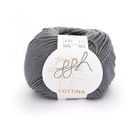ggh Cottina - 100% Baumwolle - Lauflänge 140m auf 50g - Wolle zum Stricken oder Häkeln Farbe 017 - Grau