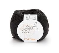 ggh Cottina - 100% Baumwolle - Lauflänge 140m auf 50g - Wolle zum Stricken oder Häkeln Farbe 018 - Schwarz