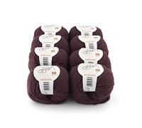 ggh Norvika Box - Schurwolle MIschung - 8x50g Knäuel (insgesamt 400g) - Wolle zum Stricken oder Häkeln Farbe 007 - Aubergine